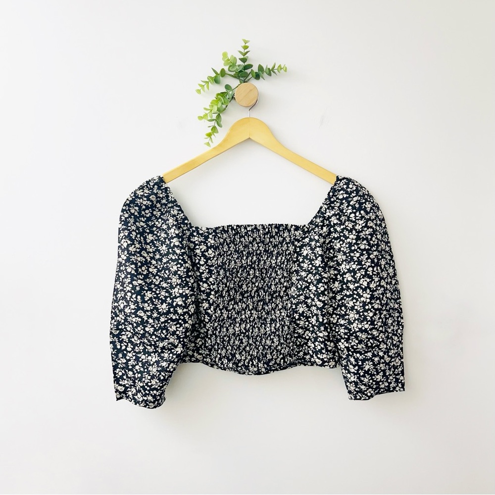Levi’s NWT Black Floral The Statement Blouse Peasant - Picture 8 of 9